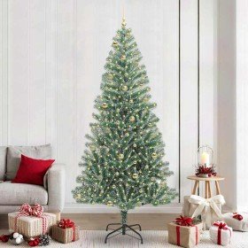 Árbol de Navidad Artificial Nevado con Luz LED Verde y 240 cm
