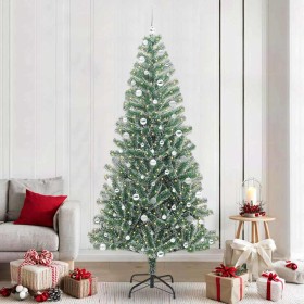 Árbol de Navidad Artificial Nevado con Luz LED Verde y 240 cm