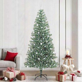 Árbol de Navidad Artificial Nevado con Luz LED Verde y 240 cm