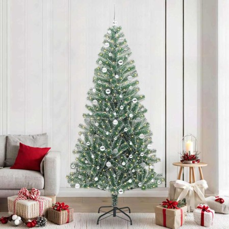 Árbol de Navidad Artificial Nevado con Luz LED Verde y 240 cm