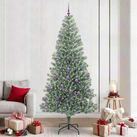 Árbol de Navidad Artificial Nevado con Luz LED Verde y 240 cm