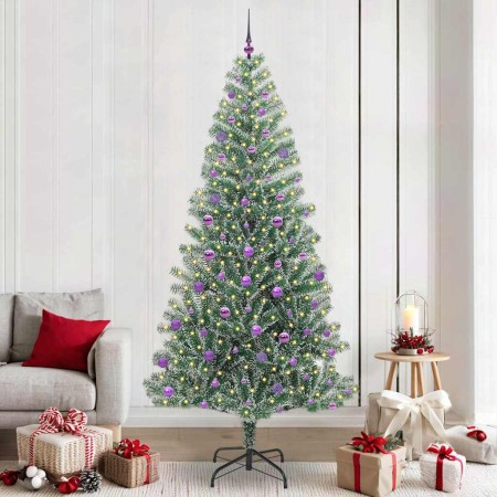 Árbol de Navidad Artificial Nevado con Luz LED Verde y 240 cm