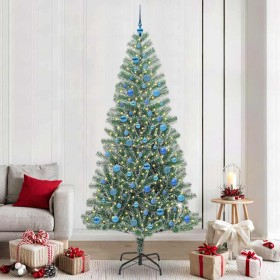 Árbol de Navidad Artificial Nevado con Luz LED Verde y 240 cm