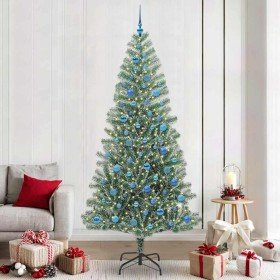 Árbol de Navidad Artificial Nevado con Luz LED Verde y 240 cm