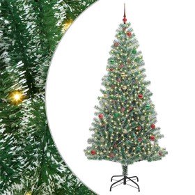 Árbol de Navidad Artificial Nevado con Luz LED Verde y 240 cm