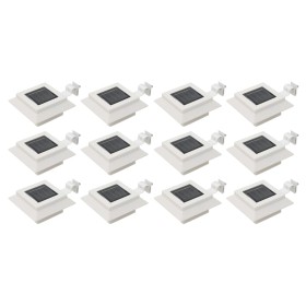 Lámparas solares cuadradas de exterior blancas 12 uds LED 12 cm