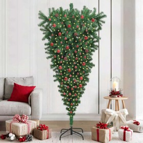 Árbol de Navidad artificial preiluminado invertido con juego de