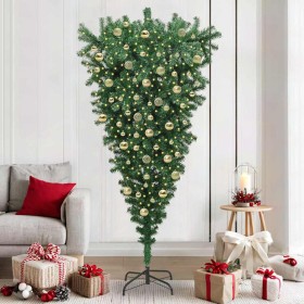 Árbol de Navidad artificial preiluminado al revés con conjunto