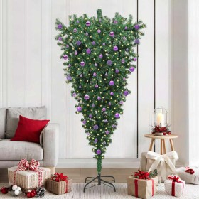 Árbol de Navidad artificial preiluminado al revés con set de