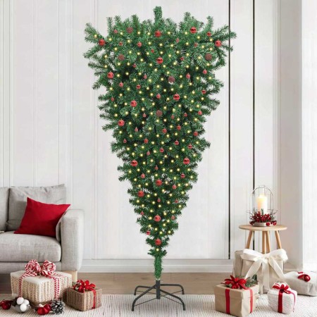 Árbol de Navidad artificial preiluminado al revés con set de