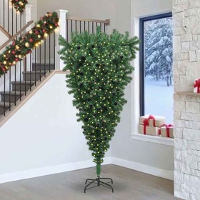 Árbol de Navidad artificial preiluminado al revés con set de