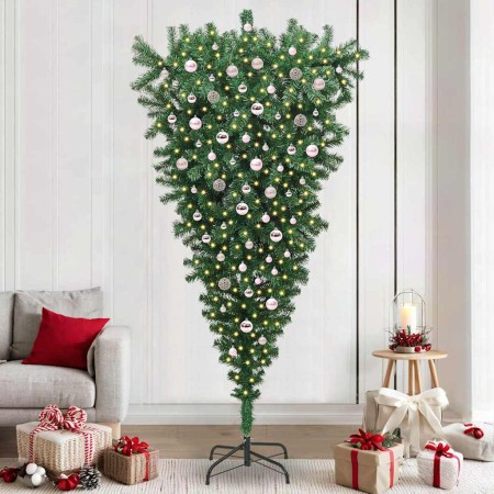 Árbol de Navidad artificial preiluminado al revés con juego de