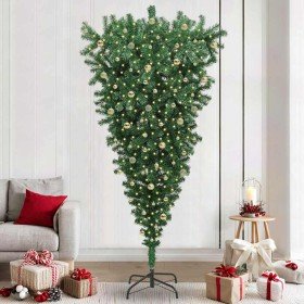 Árbol de Navidad artificial preiluminado al revés con juego de