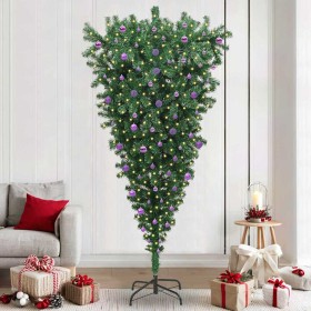 Árbol de Navidad artificial preiluminado al revés con conjunto