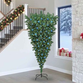 Árbol de Navidad artificial pre-iluminado al revés con juego de