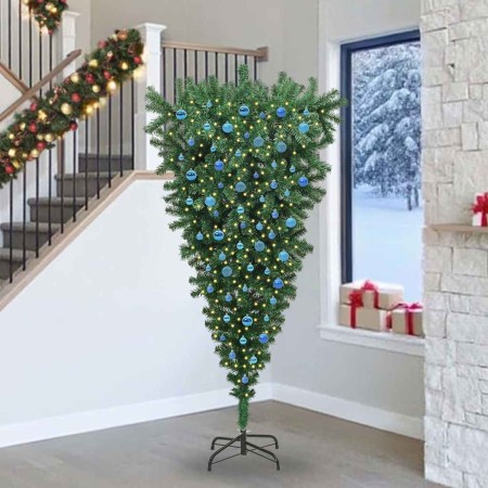 Árbol de Navidad artificial pre-iluminado al revés con juego de