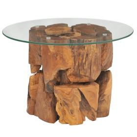 Mesa de centro de madera flotante de teca maciza 60 cm