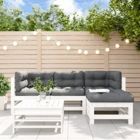 5-teiliges Gartenmöbel-Set und weiße Massivholzkissen von vidaXL, Gartensets - Ref: Foro24-3185802, Preis: 481,50 €, Rabatt: %