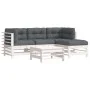 5-teiliges Gartenmöbel-Set und weiße Massivholzkissen von vidaXL, Gartensets - Ref: Foro24-3185802, Preis: 481,50 €, Rabatt: %