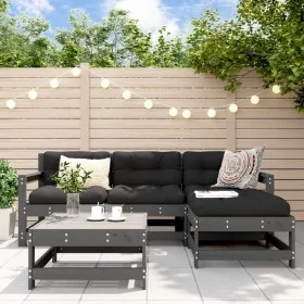 5-teiliges Gartenmöbel-Set und graue Massivholzkissen von vidaXL, Gartensets - Ref: Foro24-3185796, Preis: 448,03 €, Rabatt: %