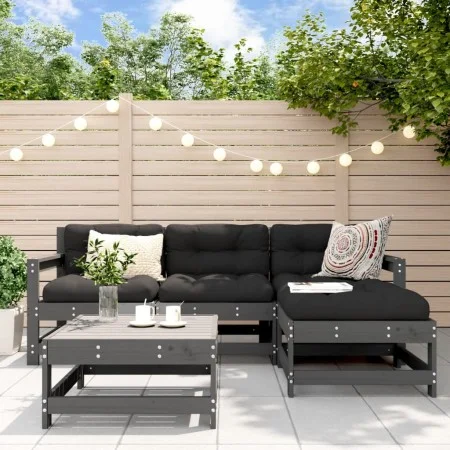 5-teiliges Gartenmöbel-Set und graue Massivholzkissen von vidaXL, Gartensets - Ref: Foro24-3185796, Preis: 448,03 €, Rabatt: %
