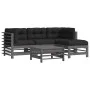 5-teiliges Gartenmöbel-Set und graue Massivholzkissen von vidaXL, Gartensets - Ref: Foro24-3185803, Preis: 500,20 €, Rabatt: %