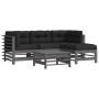 Juego de muebles jardín 5 piezas y cojines madera maciza gris de vidaXL, Conjuntos de jardín - Ref: Foro24-3185803, Precio: 5...
