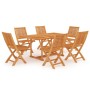 Conjunto de comedor de jardín 7 piezas madera maciza de teca