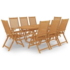 Conjunto de comedor de jardín 9 piezas madera maciza de teca