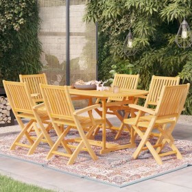 Conjunto de comedor de jardín 7 piezas madera maciza de teca