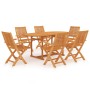 Conjunto de comedor de jardín 7 piezas madera maciza de teca