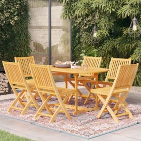 Conjunto de comedor de jardín 7 piezas madera maciza de teca