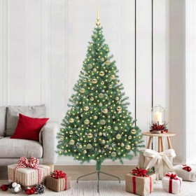 Árbol de Navidad Artificial Preiluminado Verde 210 cm PVC