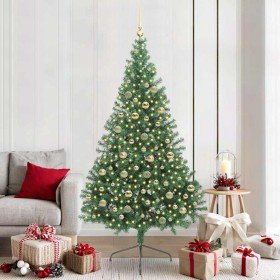 Árbol de Navidad Artificial Preiluminado Verde 210 cm PVC