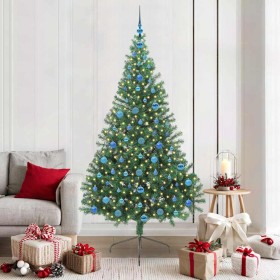 Árbol de Navidad Artificial Preiluminado Verde 210 cm PVC