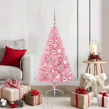 Árbol de Navidad Artificial Preiluminado Rosa 120 cm PVC