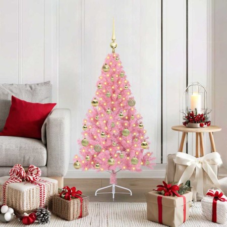 Árbol de Navidad Artificial Preiluminado Rosa 120 cm PVC
