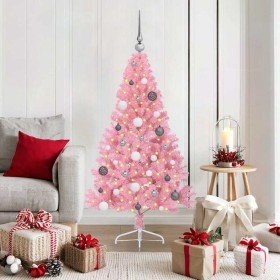 Árbol de Navidad Artificial Preiluminado Rosa 150 cm PVC