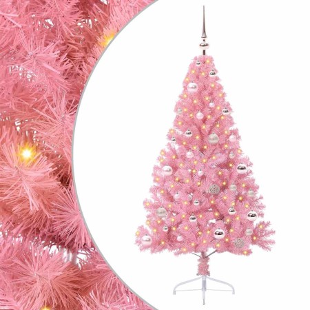Árbol de Navidad Artificial Preiluminado Rosa 150 cm PVC