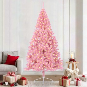 Árbol de Navidad Artificial Preiluminado Rosa 210 cm PVC