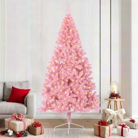 Árbol de Navidad Artificial Preiluminado Rosa 210 cm PVC