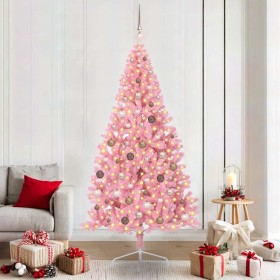 Árbol de Navidad Artificial Preiluminado Rosa 210 cm PVC