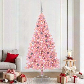 Árbol de Navidad Artificial Preiluminado Rosa 210 cm PVC