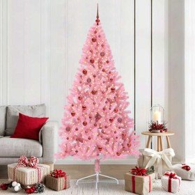 Árbol de Navidad Artificial Preiluminado Rosa 210 cm PVC