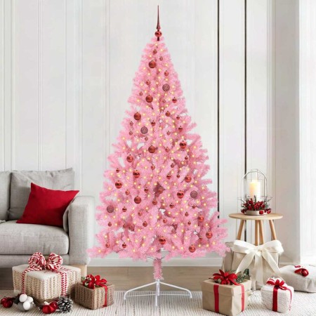 Árbol de Navidad Artificial Preiluminado Rosa 210 cm PVC