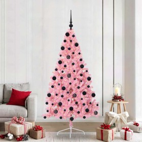 Árbol de Navidad Artificial Preiluminado Rosa 210 cm PVC