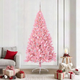 Árbol de Navidad Artificial Preiluminado Rosa 210 cm PVC