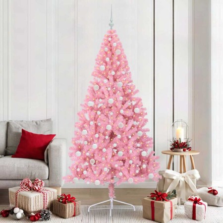Árbol de Navidad Artificial Preiluminado Rosa 210 cm PVC