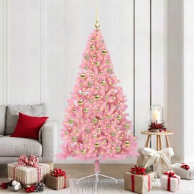 Árbol de Navidad Artificial Preiluminado Rosa 210 cm PVC