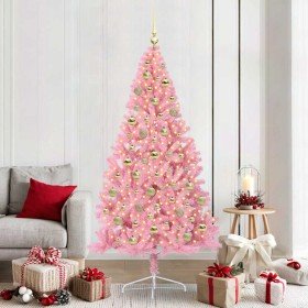 Árbol de Navidad Artificial Preiluminado Rosa 210 cm PVC